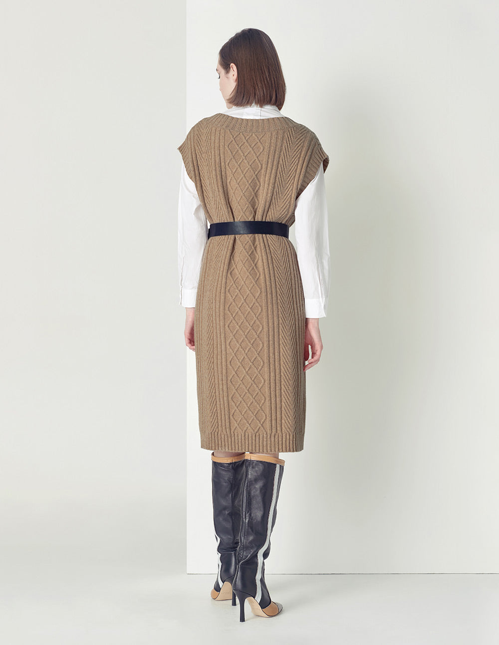 MARYLING Beige Sleeveless Knit Dress