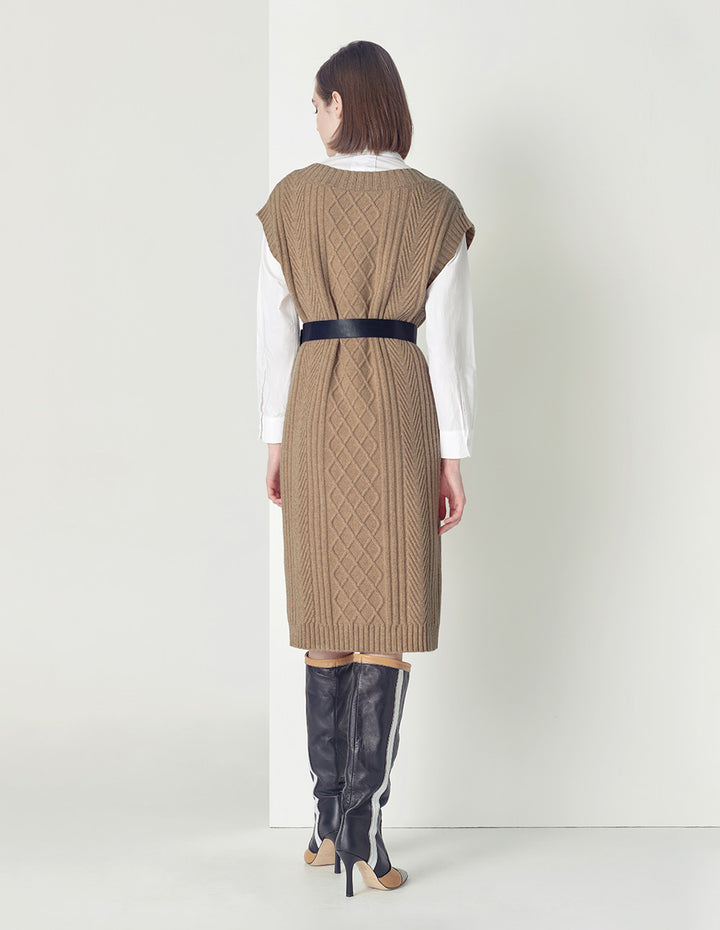 MARYLING Beige Sleeveless Knit Dress