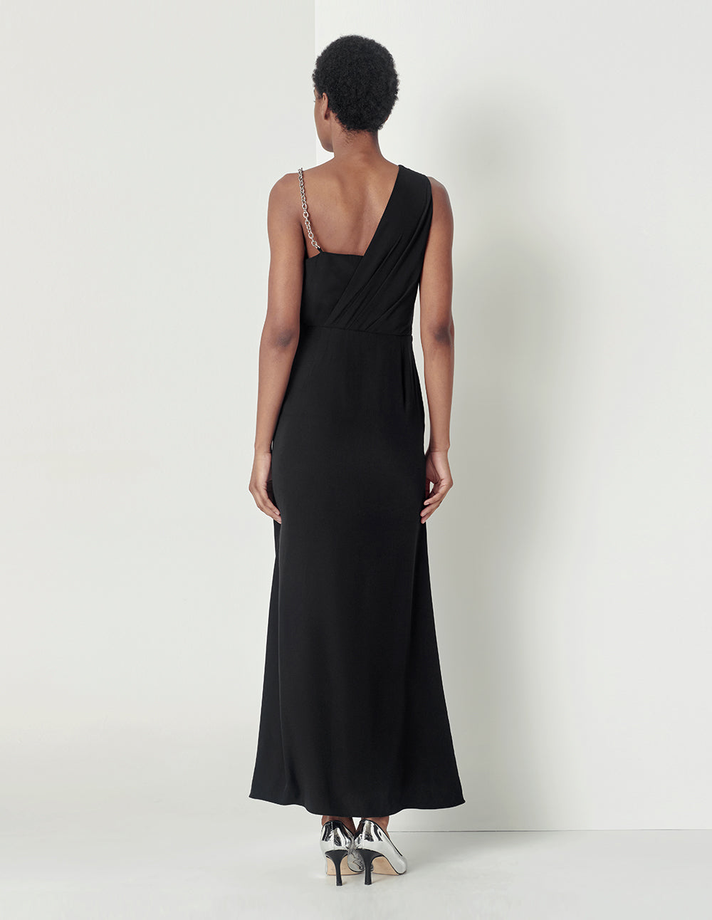 MARYLING Black asymmetric chain evening dress