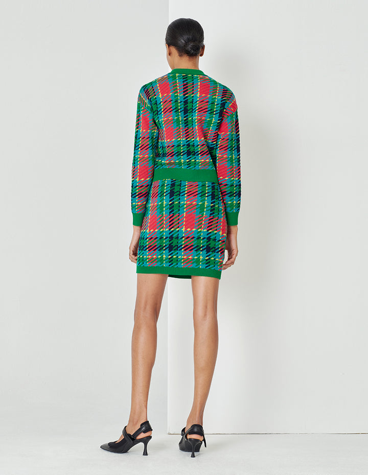 MARYLING Colourful  Plaid Knitted Skirt
