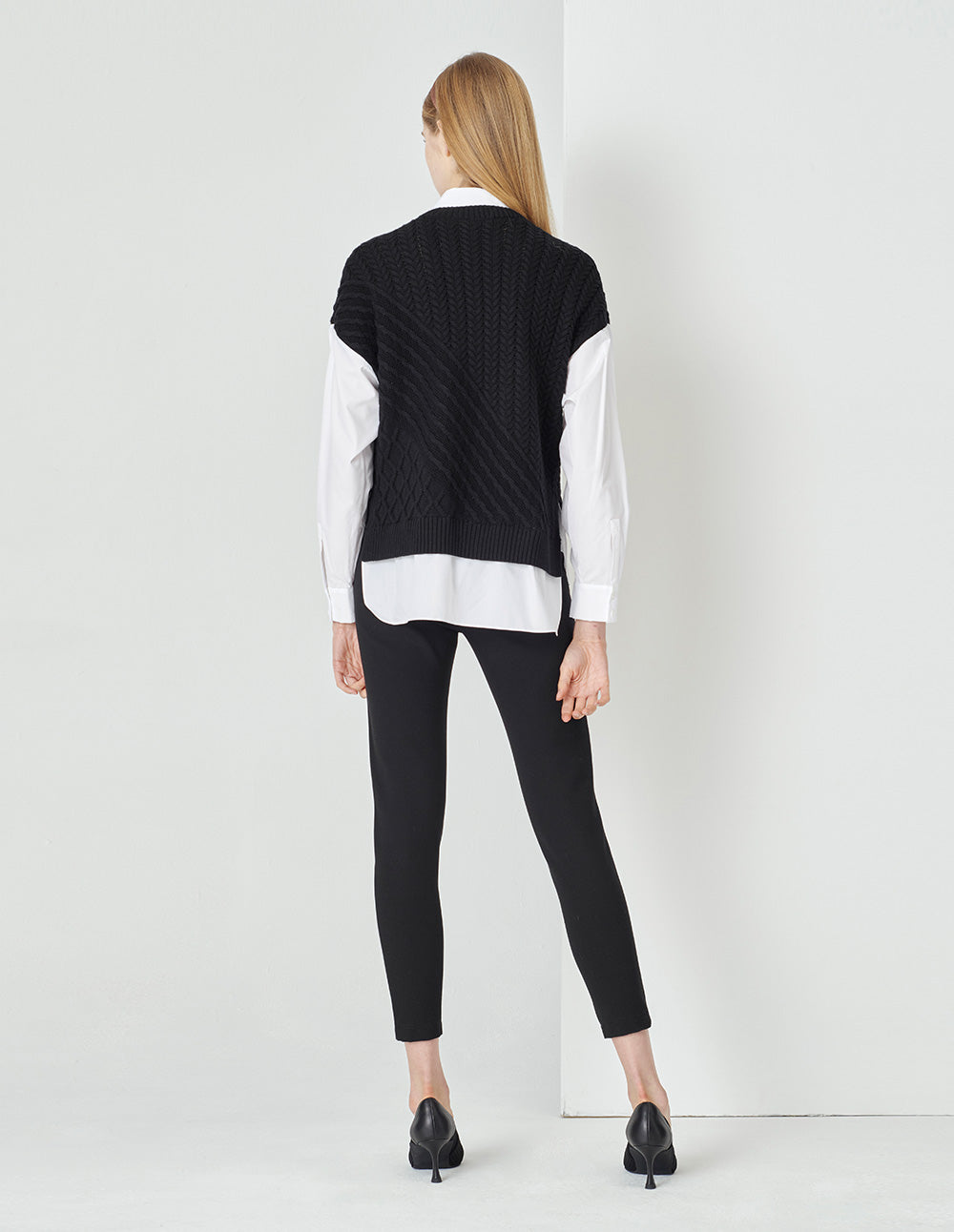 MARYLING  Classic All-Match Black And White Knitted Pullover