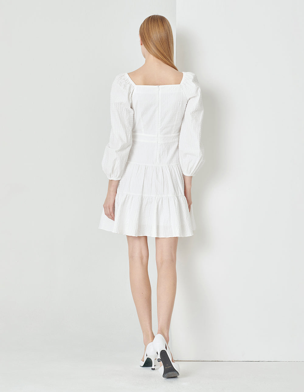 MARYLING White Drawstring Detail Dress
