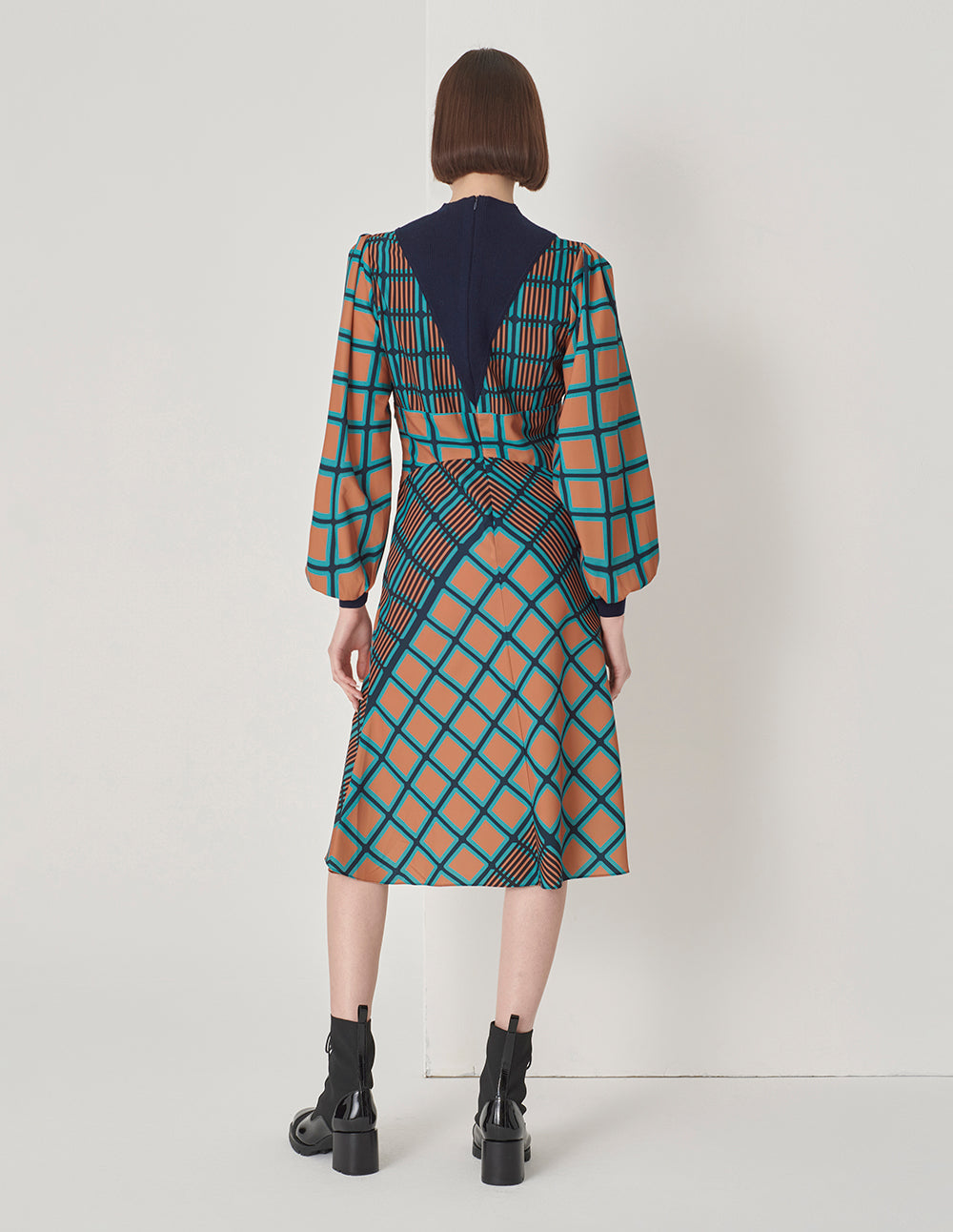 MARYLING Artistic Cube Print Fishtail Dress