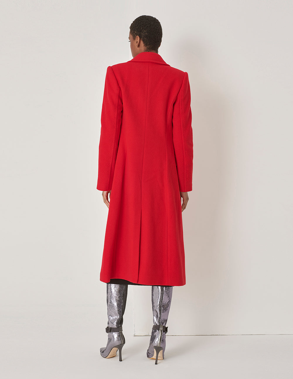 MARYLING Red Peaked Lapel H-Shaped Long Suit Coat