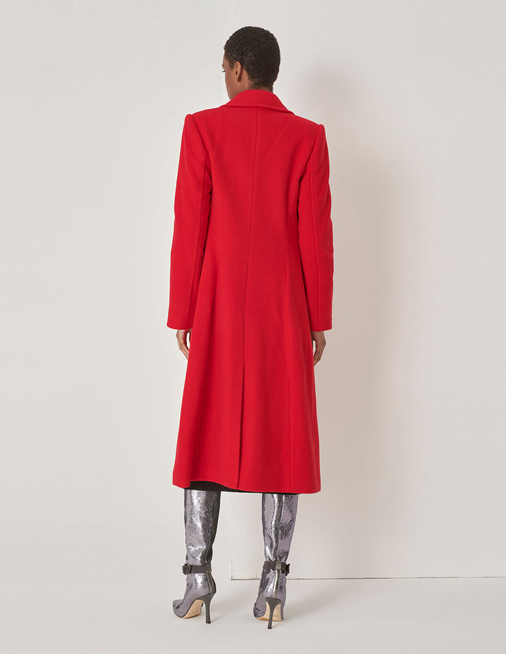 MARYLING Red Peaked Lapel H-Shaped Long Suit Coat