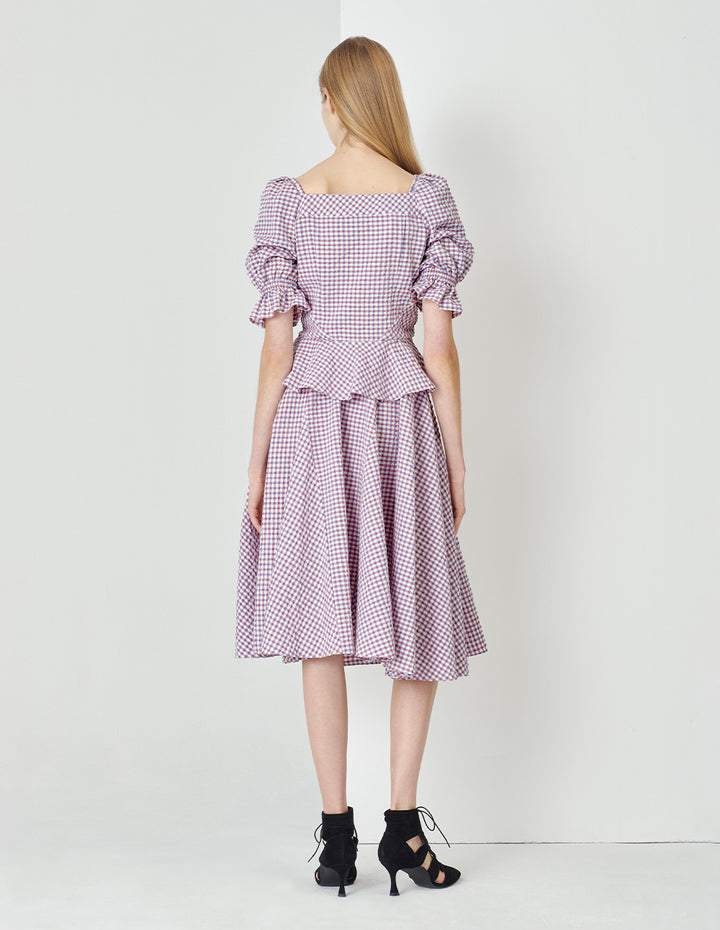 MARYLING Light Purple Small Checkered Detail Swing Skirt