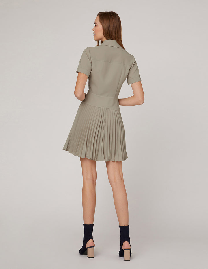 MARYLING Milk tea color capable collar double-breasted suit dress