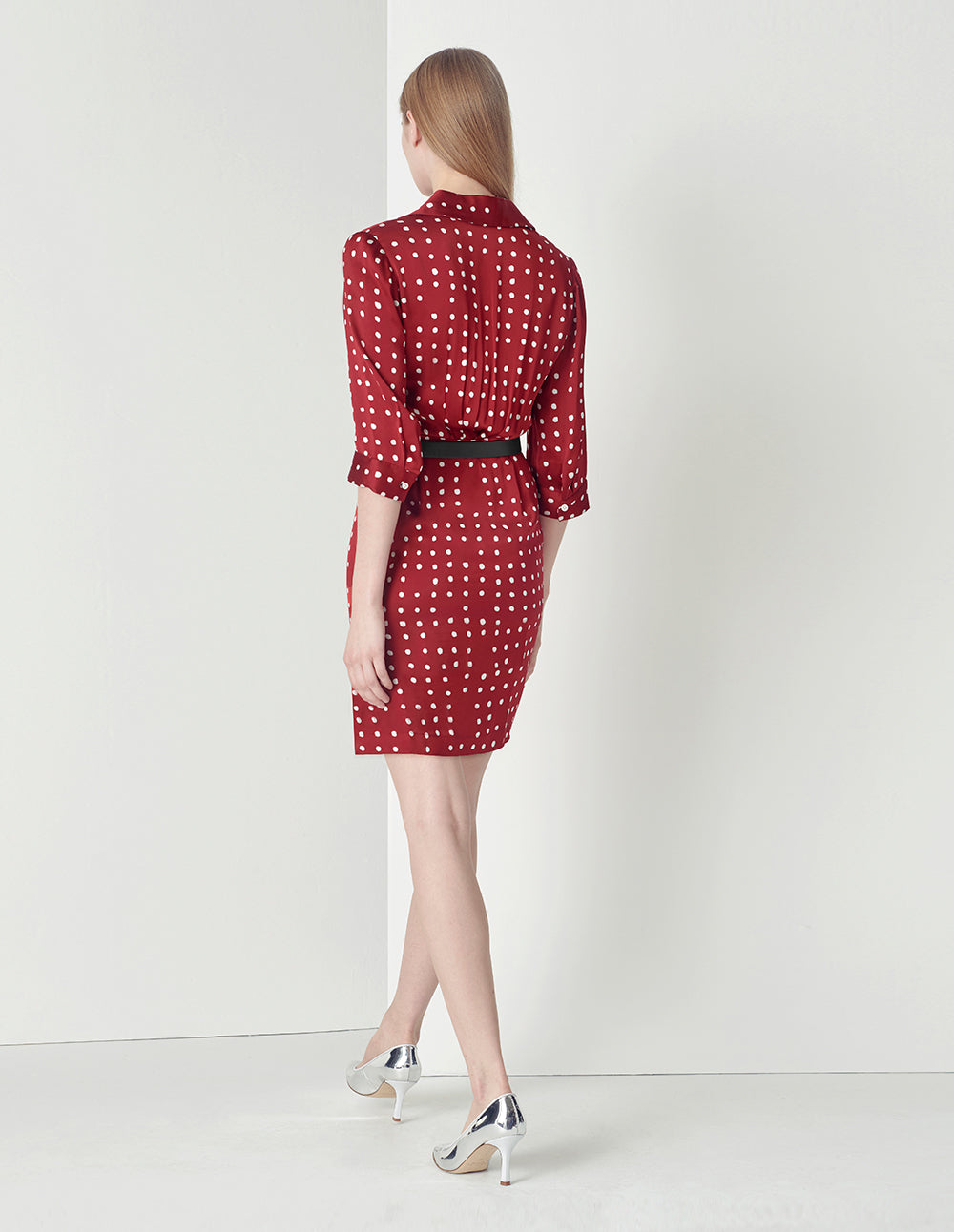 MARYLING V-Neck Polka Dots Print Shirt Dress