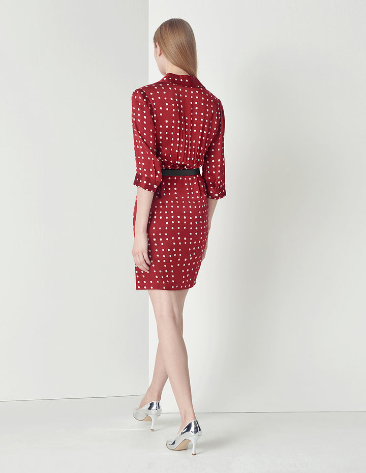 MARYLING V-Neck Polka Dots Print Shirt Dress