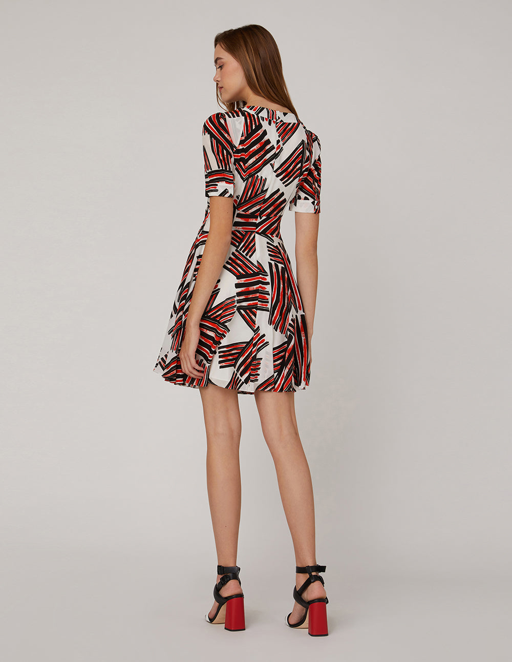 MARYLING V-Neck Brushstroke Print Dress