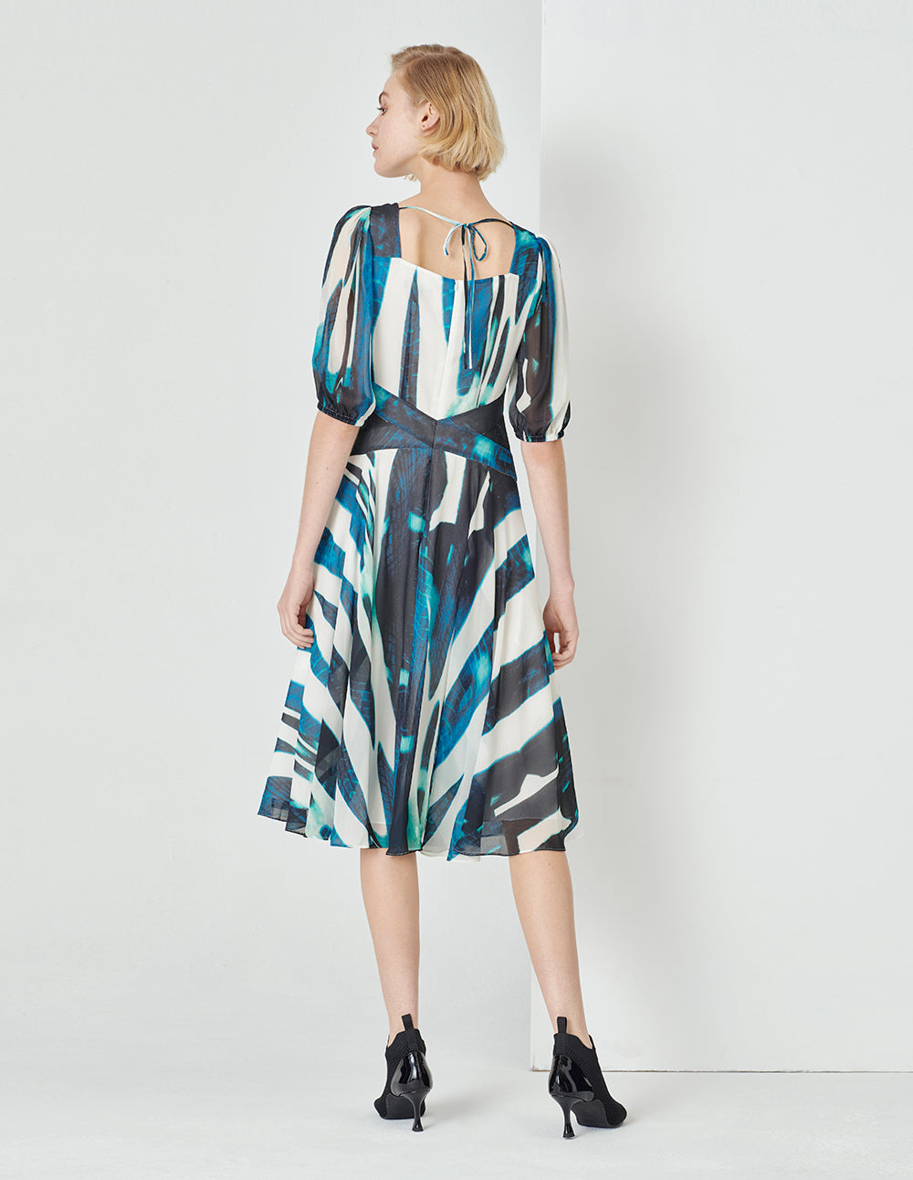 MARYLING Art Striped Print Georgette Dress