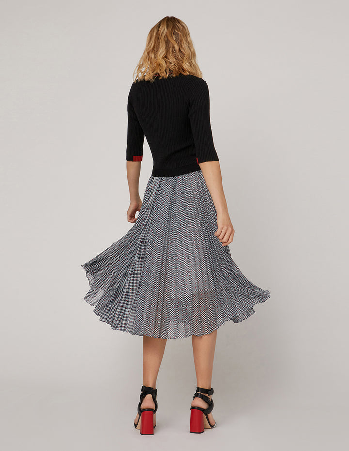 MARYLING Mid-Sleeve Tie Detail Knitted Top