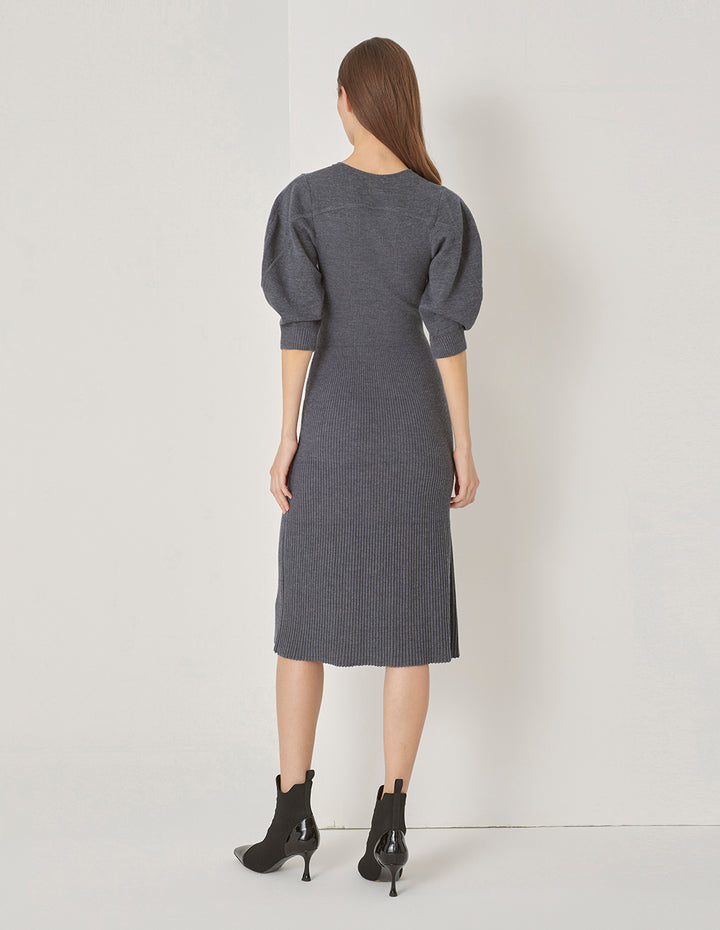 MARYLING Gray Metal Zip Knit Dress