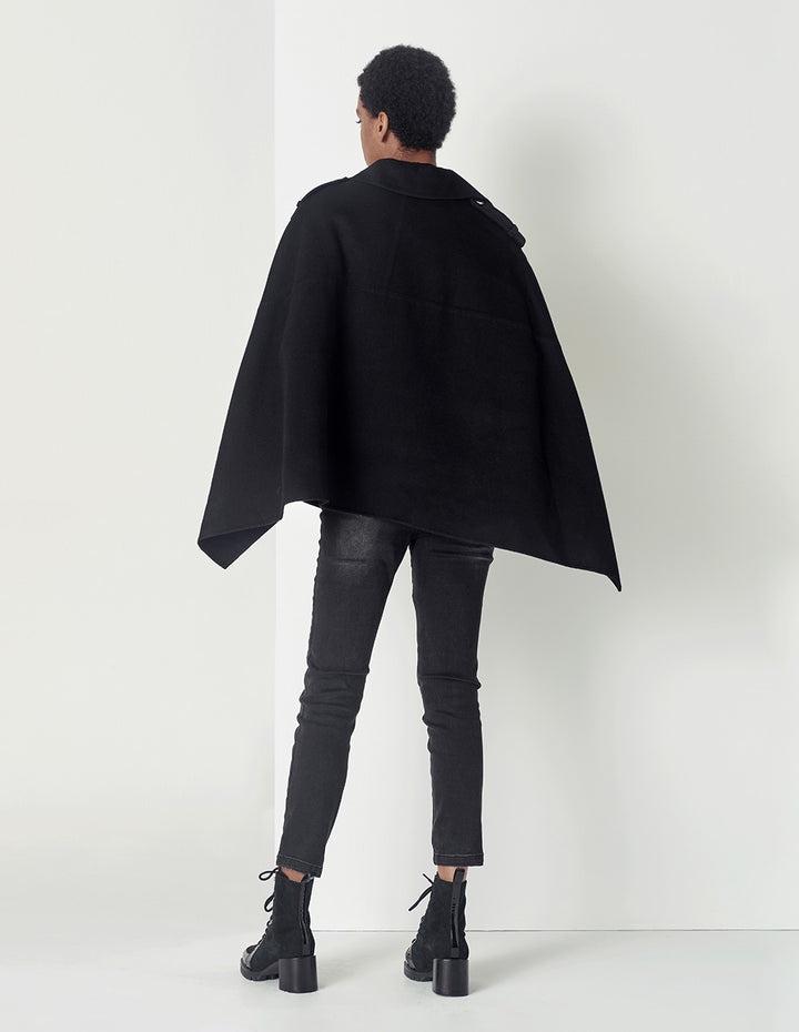 MARYLING Black Fashion Ladies Shawl Cape Coat