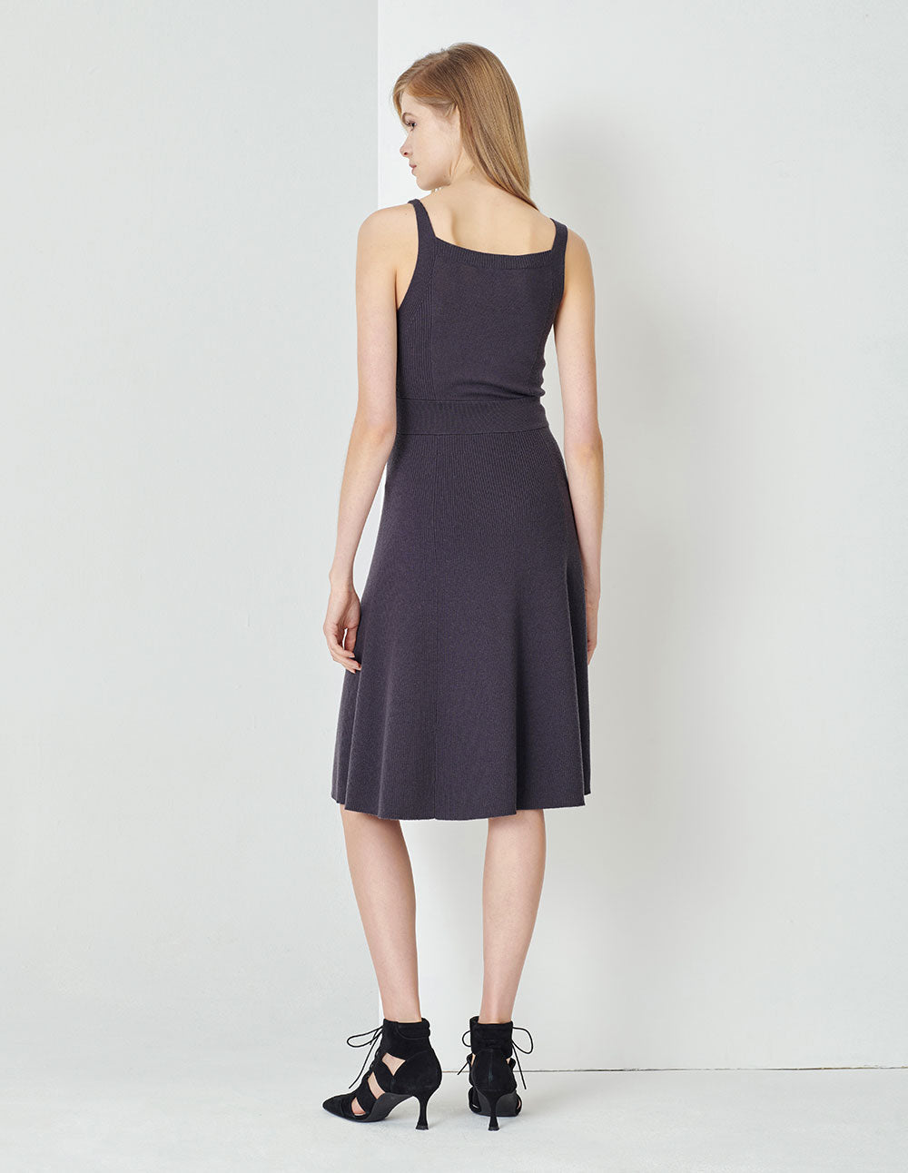 MARYLING V-Neck Strapless Black Knitted Dress