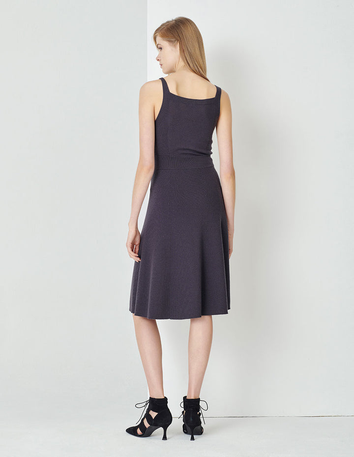 MARYLING V-Neck Strapless Black Knitted Dress