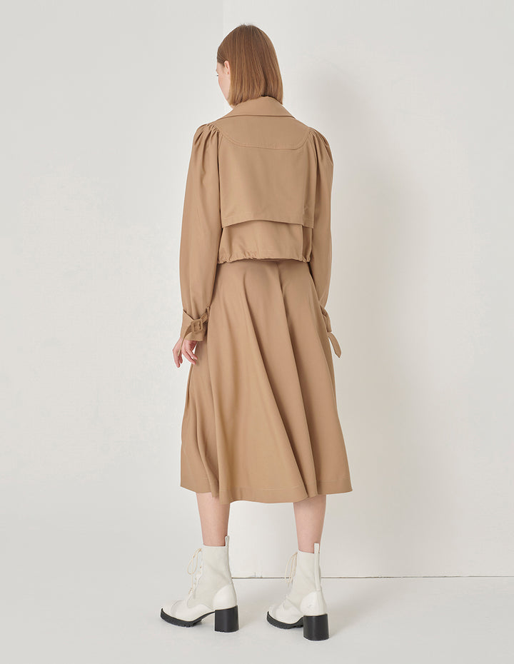 MARYLING Sand Yellow Hem Drawstring Cropped Trench Coat