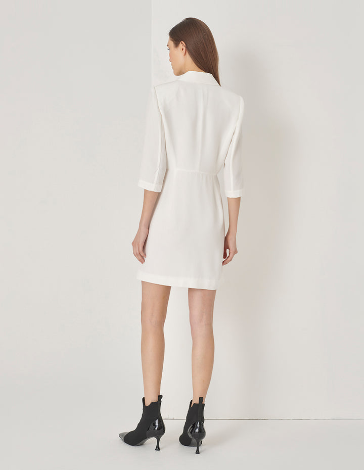 MARYLING White Suit Waist Pleated Dress