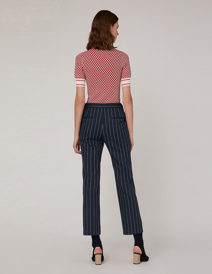 MARYLING Classic red white check small lapels double pocket