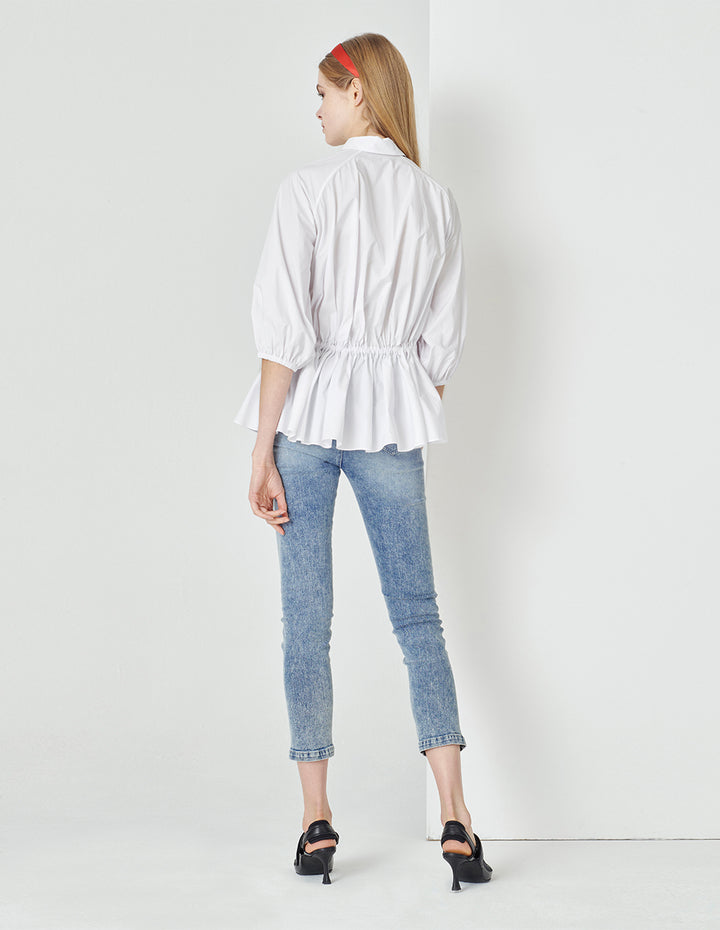 MARYLING White Tooling Pocket Shirt Top