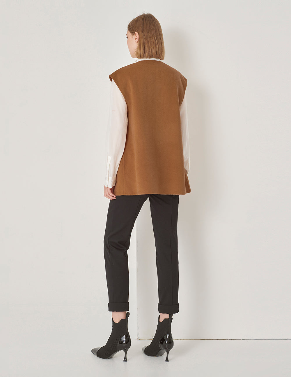 MARYLING Round Neck Double-Breasted Reversible Wool Vest
