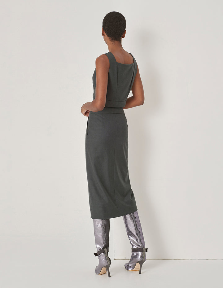 MARYLING Grey Cyan Cross Split Tank Top