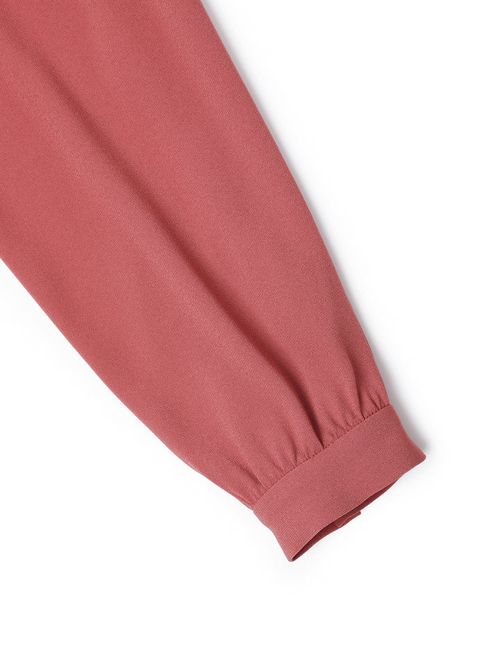 MARYLING Draped Off-The-Shoulder Pleats With Side Slits Hem Brick-Red Hip-Wrap Dress