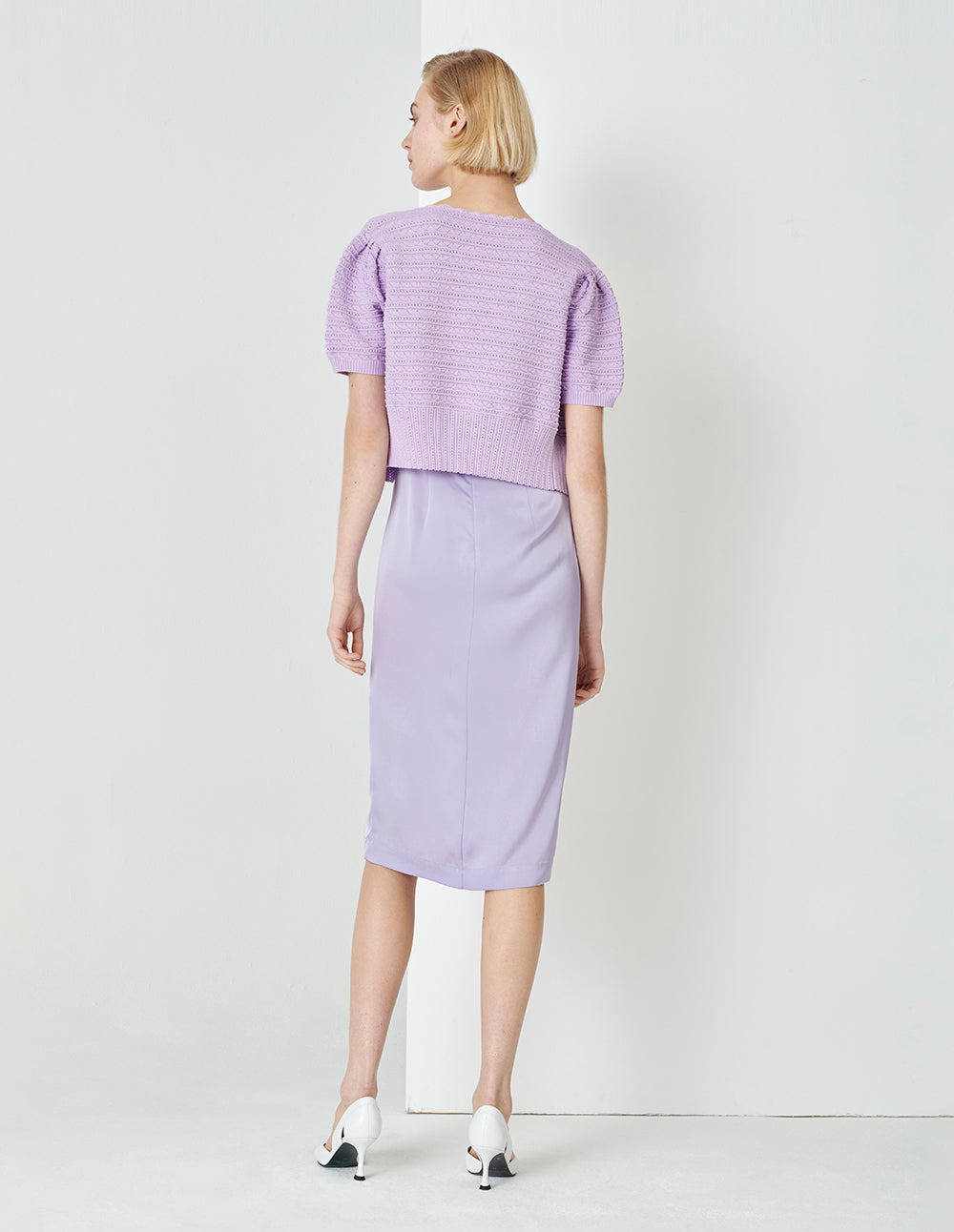 MARYLING Taro Purple V-Neck Hand Crochet Knitted Cardigan