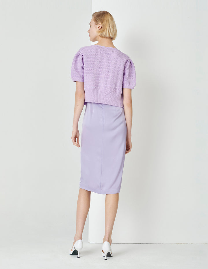 MARYLING Taro Purple V-Neck Hand Crochet Knitted Cardigan