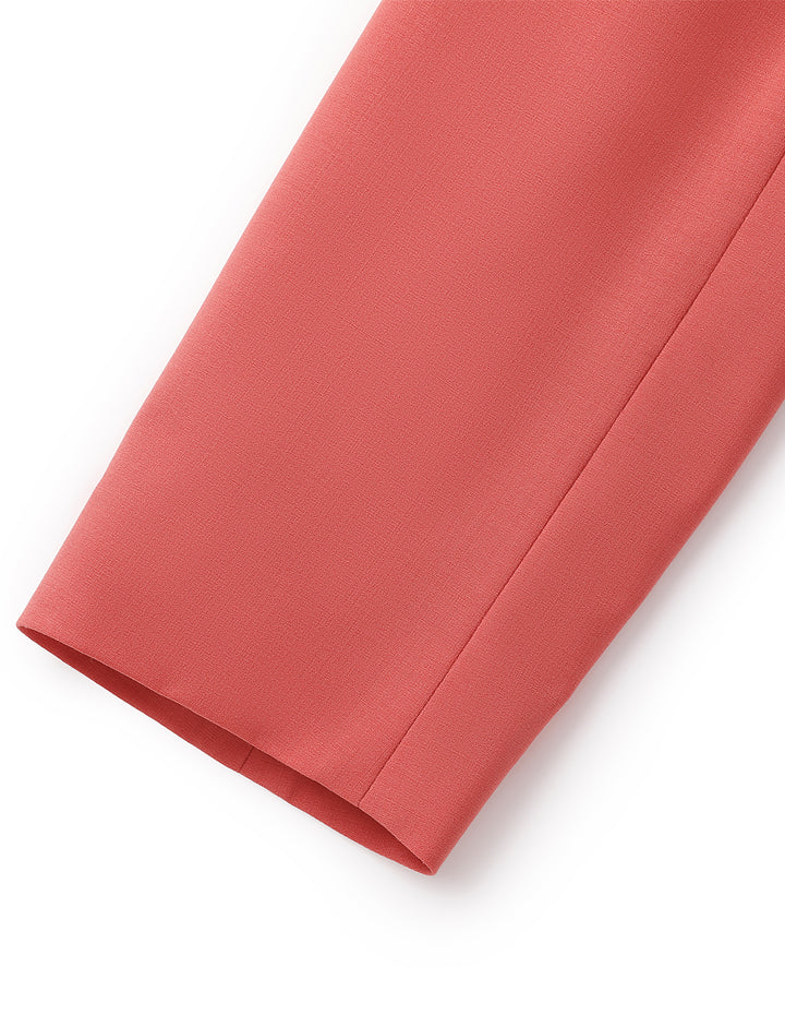 MARYLING Coral Blazer Collar Multi Pocket Long Sleeve Dress