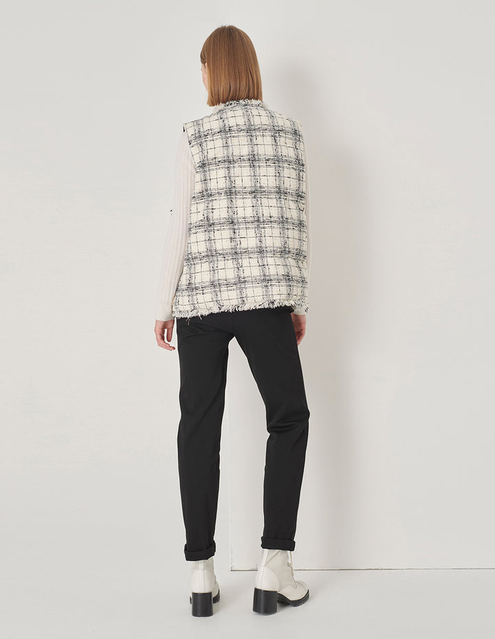 MARYLING Black Stretch Fleece Straight-Leg Trousers