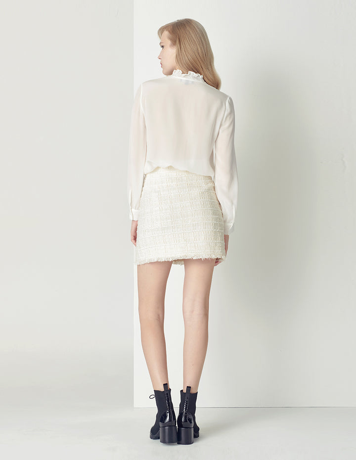 MARYLING Off-white tassel multi-pocket mini skirt