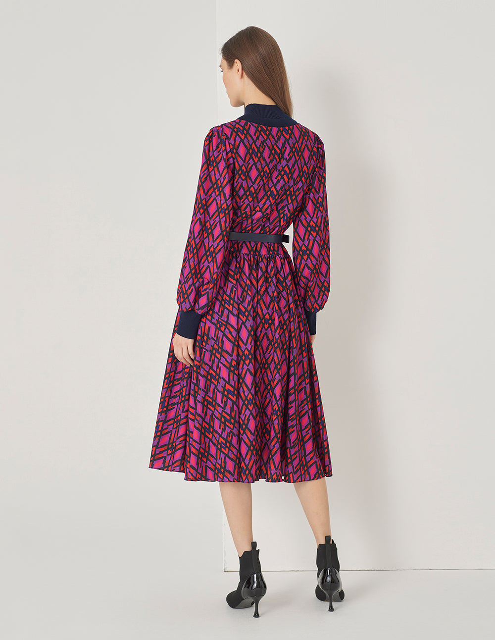 MARYLING Pleated Hem Puff Sleeve Dress