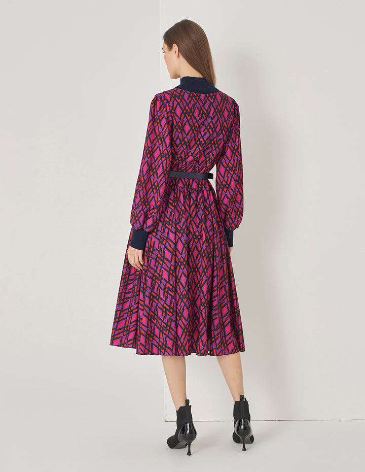 MARYLING Pleated Hem Puff Sleeve Dress