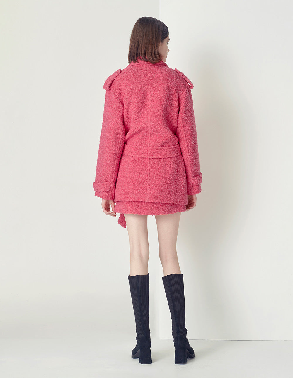 MARYLING sweet peach pink belted jacket