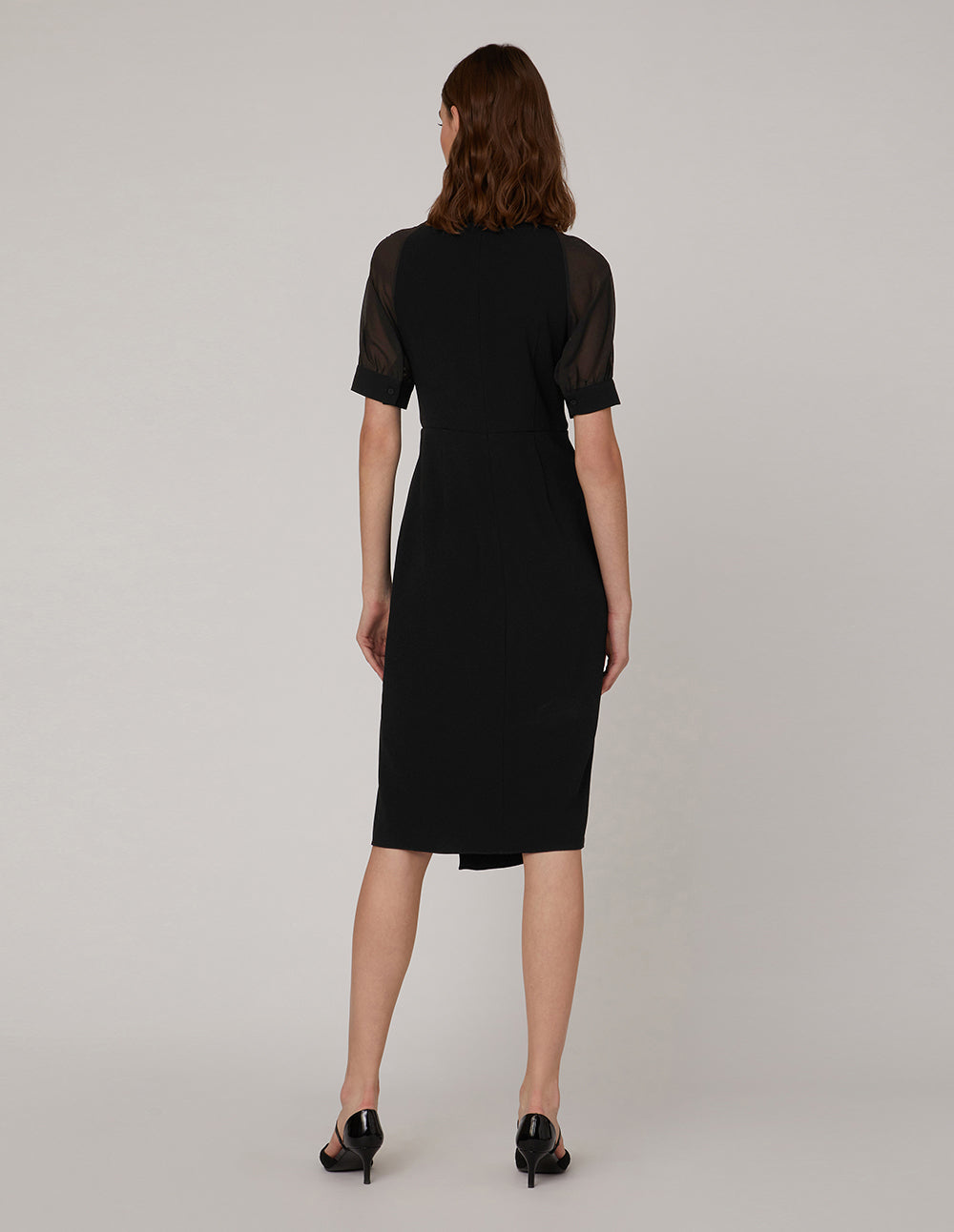 MARYLING Black georgette sleeves dress