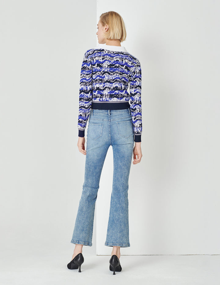 MARYLING Night Coast False Collar Jacquard Knit Jacket