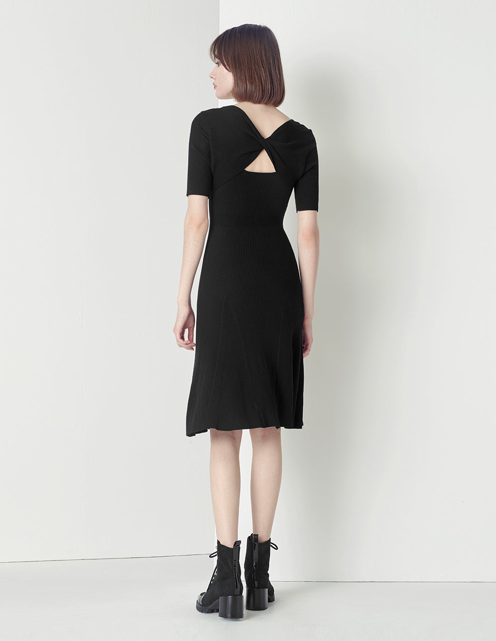 MARYLING V-neck A-line with Cable knitted Dress