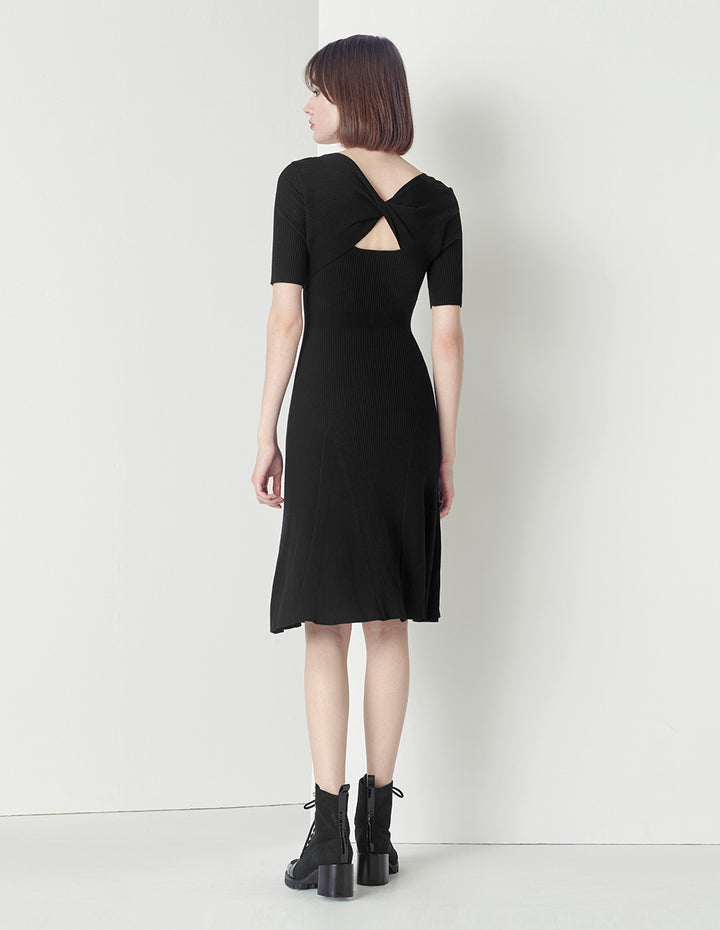 MARYLING V-neck A-line with Cable knitted Dress
