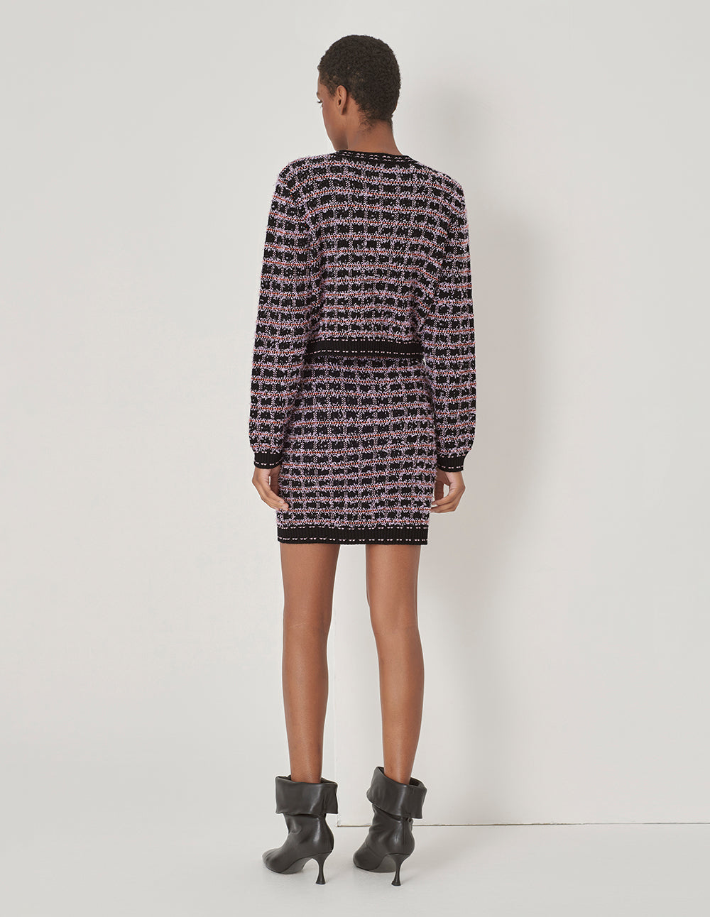 MARYLING Tweed Check Pattern Knit Skirt