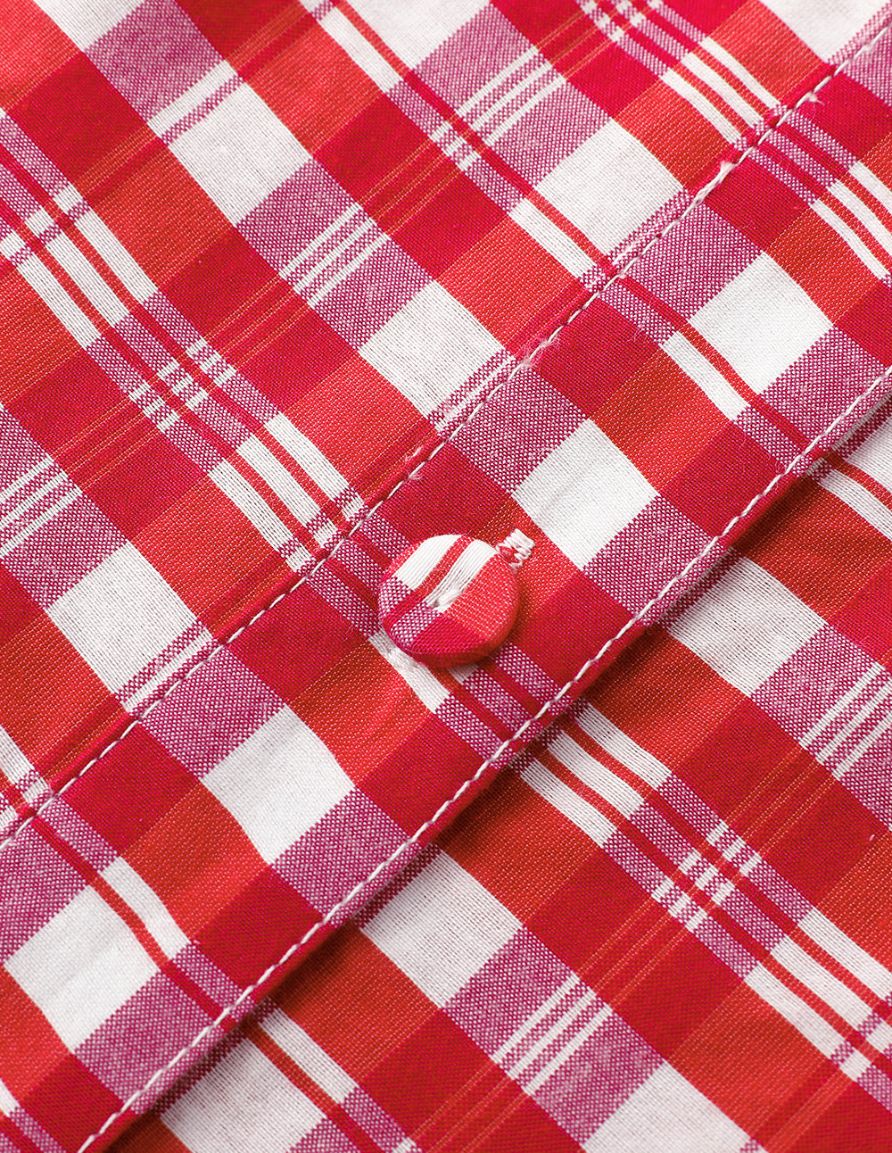 MARYLING Pink Plaid Square Neck Bubble Sleeve Plaid Top