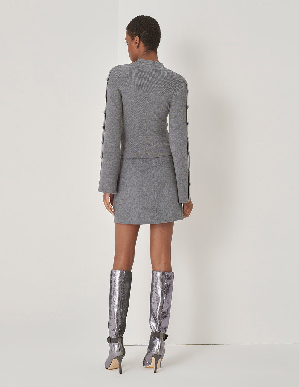 MARYLING Gray Turtleneck Detail Pullover