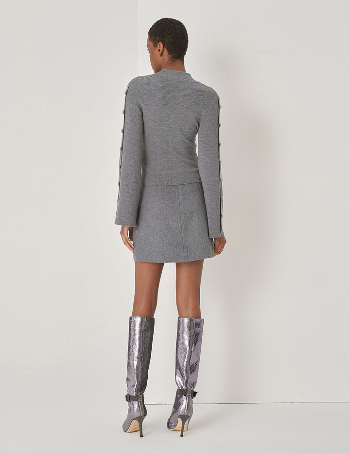 MARYLING Gray Turtleneck Detail Pullover