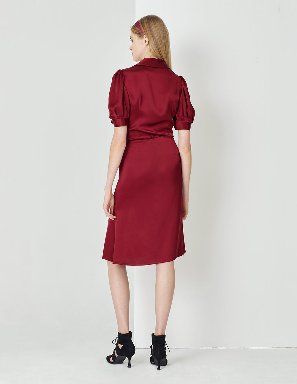 MARYLING Burgundy Ruffle Mermaid Skirt