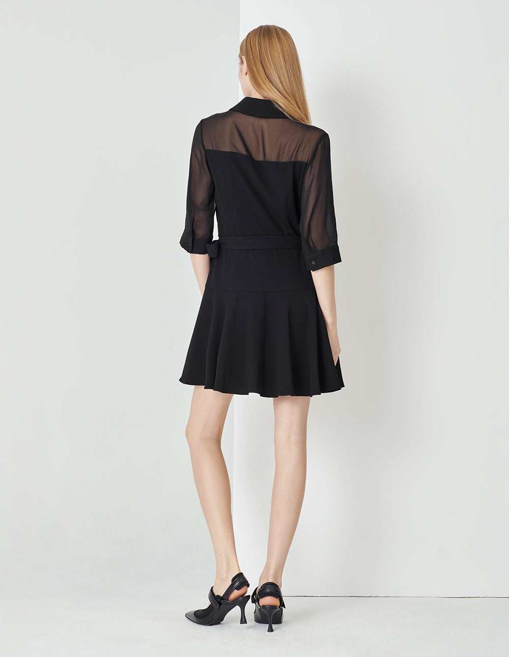 MARYLING Black One-Piece Strappy Ruffled Skirt Suit Dress