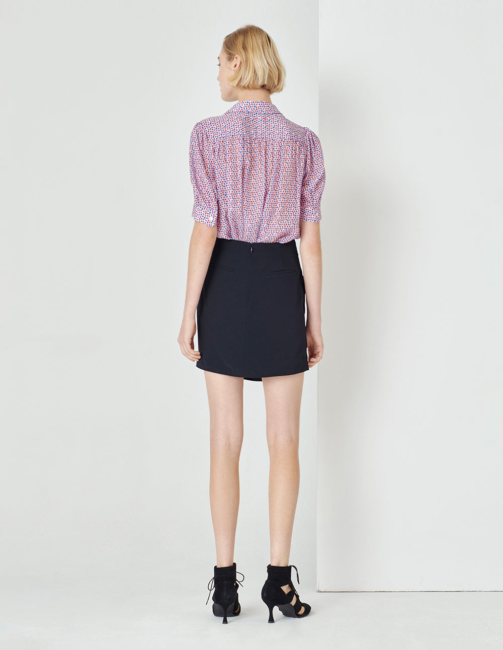 MARYLING Dark Blue Pleated Asymmetric Skirt