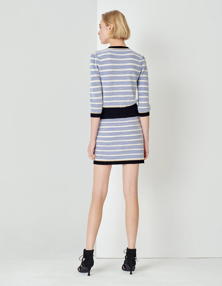 MARYLING Blue And White Striped Knitted Skirt