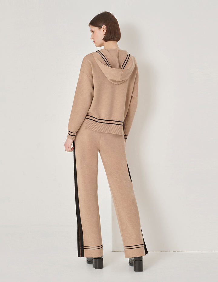 MARYLING Camel Hooded Knitted Sweater
