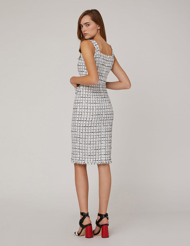 MARYLING Checked Strap Tweed Dress