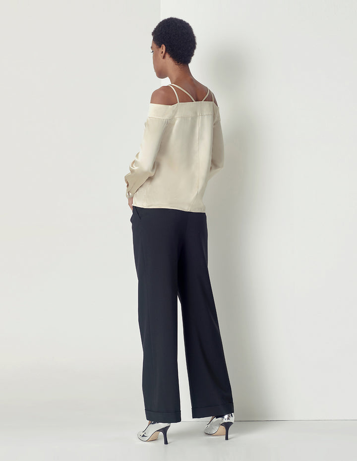 MARYLING Off-Shoulder Long Sleeves Strap Top